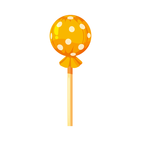 Lollipop colorful sweet. Round candies on stick in bright color packagingのイラスト素材