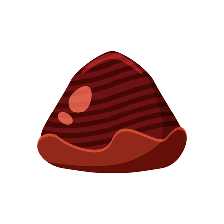 Chocolate covered bonbon candy stuffed nougat, mousse, cream. Vector illustration candy catoon icon isolated on white backgroundのイラスト素材