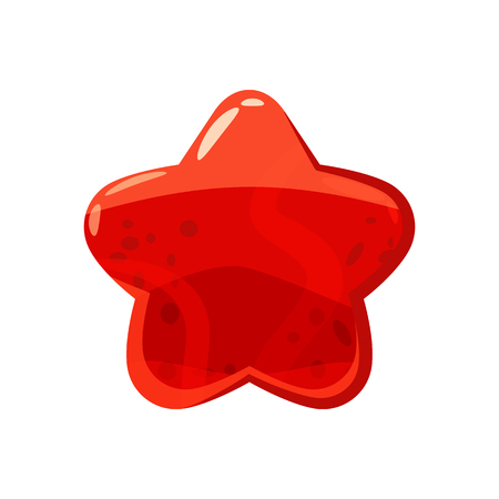 Candy honey star jelly icon. Cartoon vector. Shiny glossy colorful star shape illustration. Vector isolated on white backgroundのイラスト素材