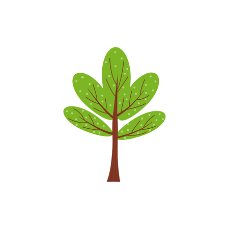 Tree forest green color stylized cute style. Vector, illustration, isolated, iconのイラスト素材
