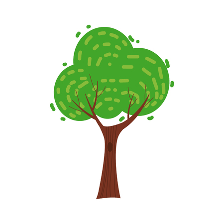 Tree forest green color stylized cute style. Vector, illustration, isolated, iconのイラスト素材
