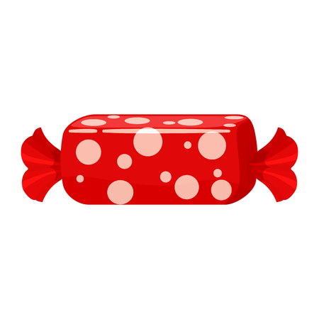 Candy colorful sweet. Bonbon candy in bright color packaging wrapping. Sugar sweet food dessert caramel chocolate. Vector illustration, isolated, cartoon styleのイラスト素材