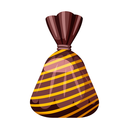 Candy colorful sweet. Bonbon candy in bright color packaging wrapping. Sugar sweet food dessert caramel chocolate. Vector illustration, isolated, cartoon styleのイラスト素材