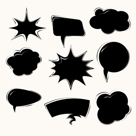 Set of black template in Pop Art style. Vector Comic Speech Bubbleのイラスト素材