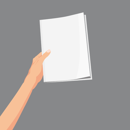 Hand holding a magazine, brochure bookのイラスト素材
