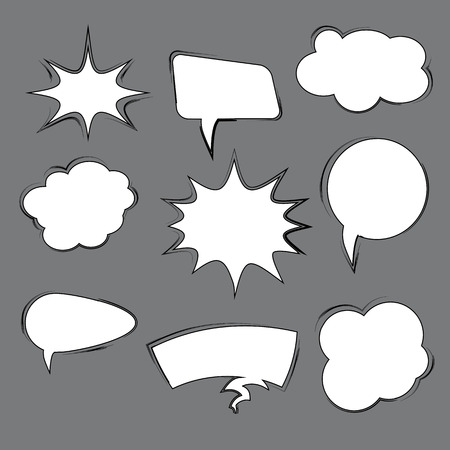 Set of black template in Pop Art style. Vector Comic Speech Bubbleのイラスト素材