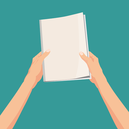 Hands holding a magazine, brochure bookのイラスト素材