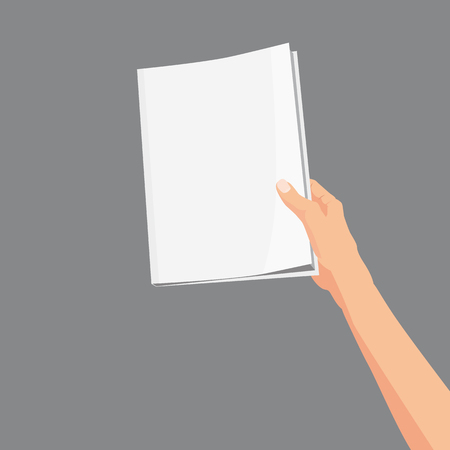Hand holding a magazine, brochure bookのイラスト素材