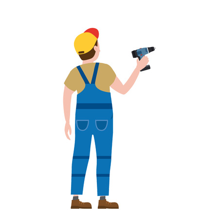 Professional worker man with a screwdriverのイラスト素材