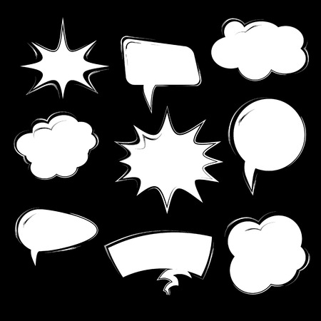 Set of black template in Pop Art style. Vector Comic Speech Bubbleのイラスト素材
