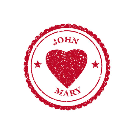 Set Valentine s Day and Wedding Romantic postage stamp grungeのイラスト素材