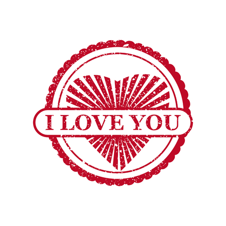 Set Valentine s Day and Wedding Romantic I Love you postage grunge stamp post card, invitation design. Stamp in form heart and stamp for postcard illustration. Vector, template, isolatedのイラスト素材