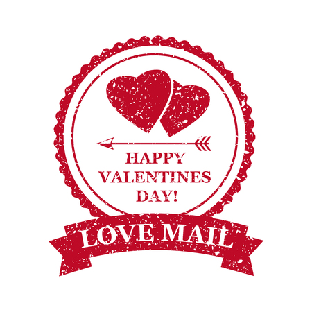 Set Valentine s Day and Wedding Romantic postage stamp grungeのイラスト素材