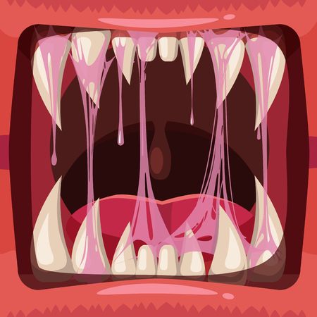 Predatory jaws of a monster with slime , green glue jellyのイラスト素材
