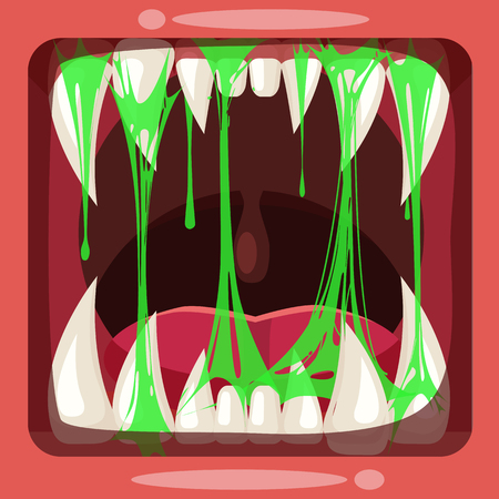 Predatory jaws of a monster with slime , green glue jellyのイラスト素材
