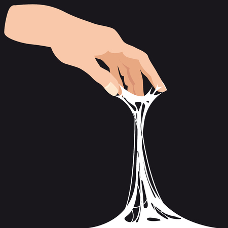 Sticky slime, reaching for stuck by the hand between fingersのイラスト素材
