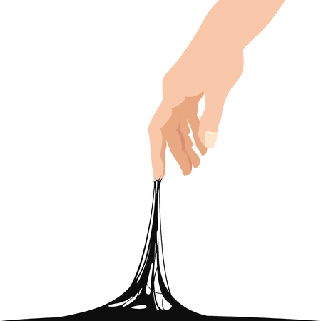 Sticky slime reaching stuck for hand, black banner templateのイラスト素材