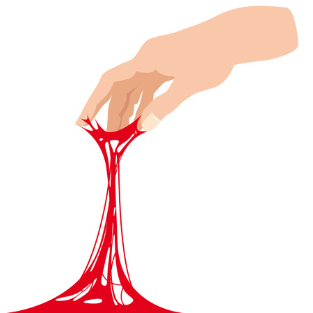 Sticky slime, reaching for stuck by the hand between fingersのイラスト素材