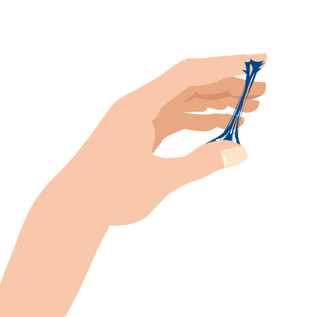 Sticky slime, reaching for stuck by the hand between fingersのイラスト素材