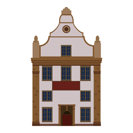 Old house, home, building, facade, Europe, medieval tradition. European architectural style. Vector illustration isolated on white backgroundのイラスト素材