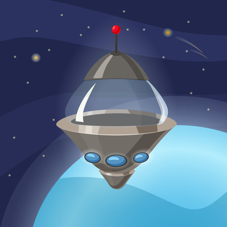Ufo spaceship icon in cartoon styleのイラスト素材