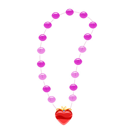 Princess necklace, pearls, heart-shaped pendant precious stonesのイラスト素材