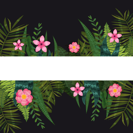Summer Sale trendy tropical leaves and flowersのイラスト素材