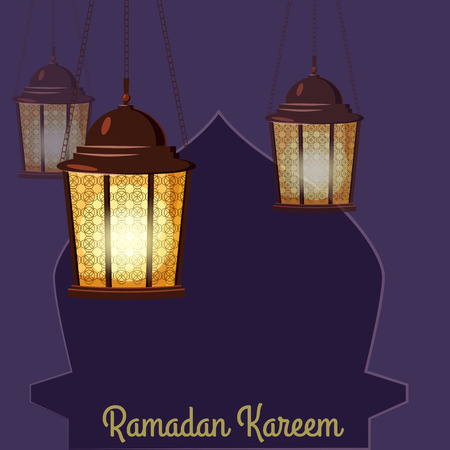 Ramadan Kareem holiday islam, illustrations with arabic lanterns. Vector isolatedのイラスト素材