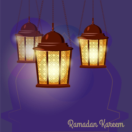 Ramadan Kareem holiday islam, illustrations with arabic lanterns. Vector isolatedのイラスト素材