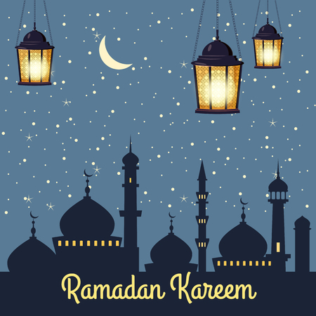 Ramadan Kareem holiday islam, mosques minaretのイラスト素材