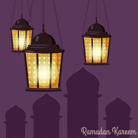 Ramadan Kareem holiday islam, illustrations with arabic lanterns. Vector isolatedのイラスト素材