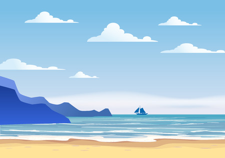 Summer sunny tropical backgrounds seascape with seasideのイラスト素材