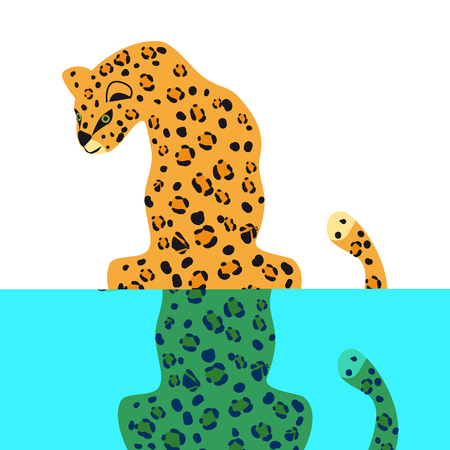 Leopard cute trend style, animal predator mammal, jungle.のイラスト素材