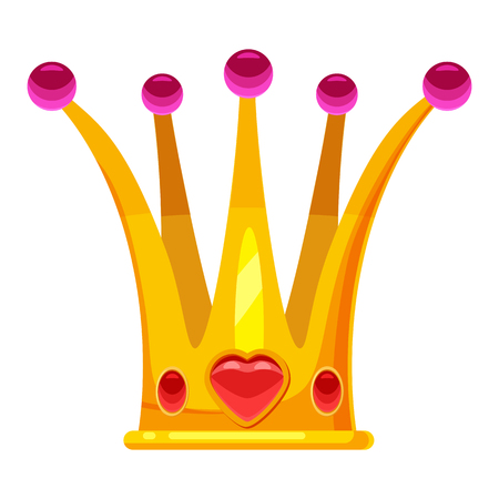 Princess Crown, tiara, adorned with heart-shaped diamonds and gold, precious stones.のイラスト素材