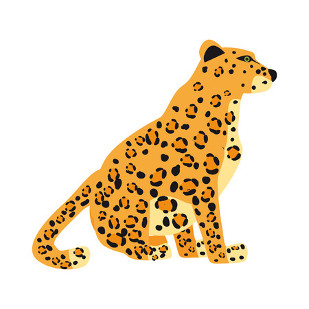 Leopard cute trend style, animal predator mammal, jungle. Vector illustration isolated on white backgroundのイラスト素材