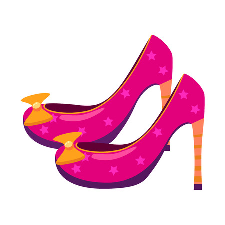 Princess pink shoes are fabulous with golden bowsのイラスト素材