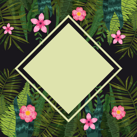 Summer Sale trendy tropical leaves and flowersのイラスト素材