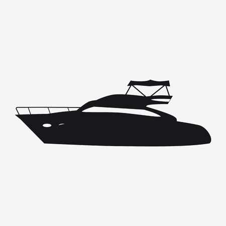 Icon speed boat, boat, side view silhoutte. Vector, isolated simple styleのイラスト素材