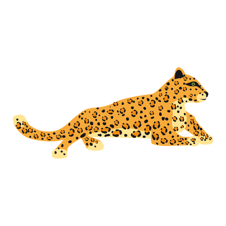 Leopard cute trend style, animal predator mammal, jungle. Vector illustration isolated on white backgroundのイラスト素材