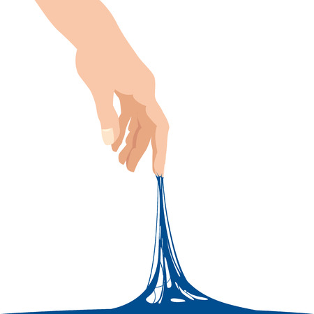 Sticky slime reaching stuck for hand, blue banner templateのイラスト素材