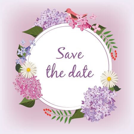 Spring garden flowers on the striped background. Vector greeting card template with message Spring bouquet. Design artwork for the poster, tee shirt, pillow, home decor. Pink peonies, lilac, daisy.のイラスト素材