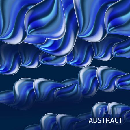 Trendy abctract colorful flow poster, baner, template. Wave Liquid shape in blue colorのイラスト素材