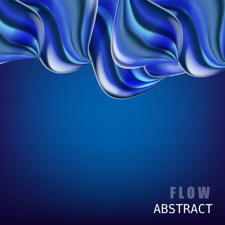 Trendy abctract colorful flow poster, baner, template. Wave Liquid shape in blue colorのイラスト素材