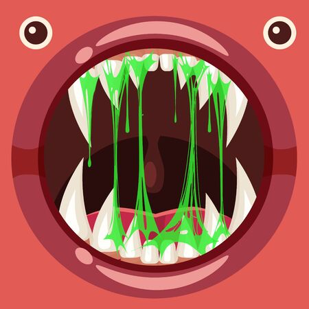 Predatory jaws of a fantastic horrible scary monster with slimeのイラスト素材