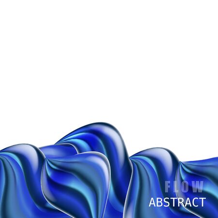 Trendy abctract colorful flow poster, baner, template. Wave Liquid shape in blue colorのイラスト素材