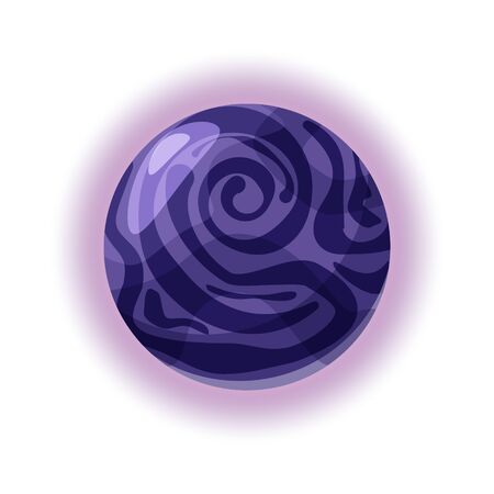 Fantastic dark planet, icon cartoon style, vector isolated for games, applications on white backgroundのイラスト素材