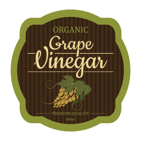 Grape Vintage vinegar label frame design for stickers and other design, banners. Vector isolated ready designのイラスト素材