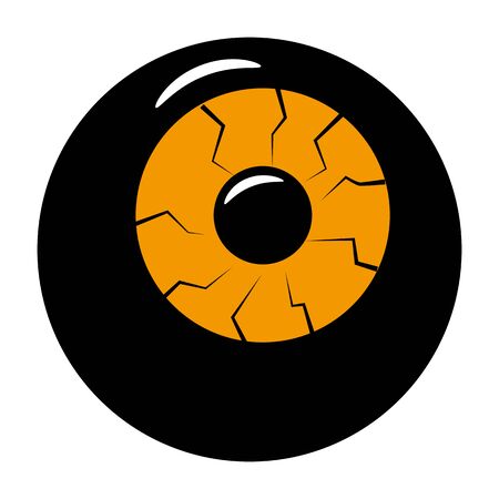 Halloween eye flat single icon. Halloween symbol of fear and danger. Black spooky decorative element. Vector illustration isolated on white backgroundのイラスト素材