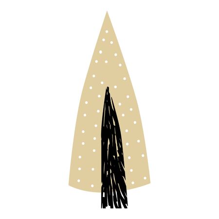 Christmas forest tree fir-tree icon. Simple doodles black white illustration in scandinavian style for design and decoration textile, covers, package, wrapping pape. Vector isolatedのイラスト素材