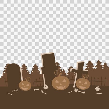 Happy Halloween Card Template Background, Cemetery Pumpkins Bats Spookyのイラスト素材
